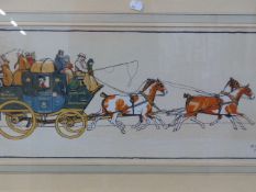 TWO VINTAGE COLOUR COACHING PRINTS AFTER CECIL ALDIN, OLD COACHING INNS, THE MITRE AT OXFORD AND A