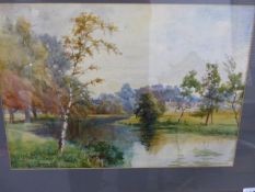 ROBERT SCOTT-TEMPLE (ENGLISH FL 1874-1905), A RURAL RIVER SCENE, SIGNED, WATERCOLOUR, 25 X 35CM