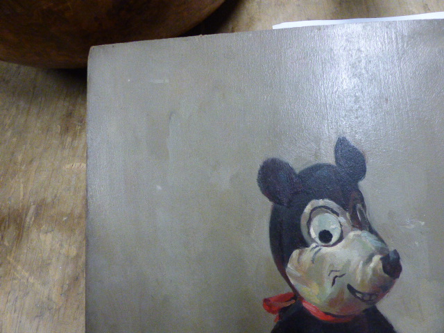 20TH CENTURY OIL STUDY OF A CARTOON MOUSE TOY, OIL ON PANEL, INITIALLED, 40 X 30CM - Image 4 of 9