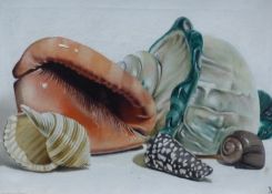 (ARR) MARTIN BATTERSBY, STILL LIFE OF SHELLS, SIGNED WITH INITIALS, OIL ON CANVAS, 23 X 32CM