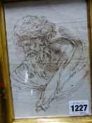 TWO OLD MASTER INK DRAWINGS, A BEARDED SAINT AND CAVORTING PUTTI, 18 X 12CM