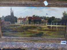 THEODORE HINES (ACTIVE 1876-1889) PANGBOURNE AND SONNING, BOTH SIGNED, TWO OILS ON CANVAS, 21 X 41CM