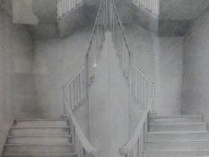 ATTRIBUTED TO RODERICK BOOTH-JONES, THE DOUBLE STAIRCASE, PENCIL DRAWING, 31 X 37CM