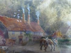 CHARLES JAMES KEATS (19TH/20TH CENTURY), TWO RURAL SCENES, SIGNED, WATERCOLOURS, 18 X 36CM