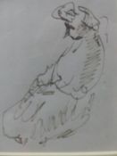 (ARR) EDWARD ARDIZZONE, PEN AND INK SKETCH PORTRAIT OF A SEATED LADY, 9 X 7CM