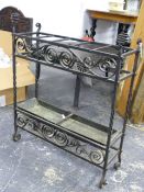 A WROUGHT IRON HALL STICKSTAND.