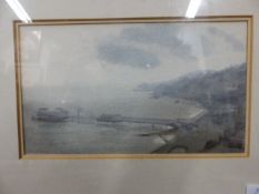 JOHN NEWBERRY (20TH CENTURY), COASTAL VIEW, SIGNED, WATERCOLOUR, 10 X 17CM. A LANDSCAPE OIL ON PANEL
