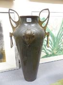 A LARGE ART NOUVEAU COPPER AND BRASS VASE BY WMF