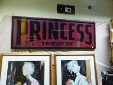 A LARGE FRAMED SIGN "PRINCESS THEATRE"