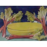 A.H. SANDS, STILL LIFE OF RHUBARB, SIGNED, WATERCOLOUR, 25.5 X 39.5CM