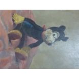 20TH CENTURY OIL STUDY OF A CARTOON MOUSE TOY, OIL ON PANEL, INITIALLED, 40 X 30CM