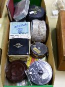 A COLLECTION OF VARIOUS HARDY AND OTHER FISHING REELS, FLY TINS, ETC