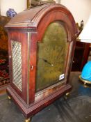 A GEO.III.MAHOGANY BRACKET CLOCK WITH ENGRAVED BRASS DIAL.