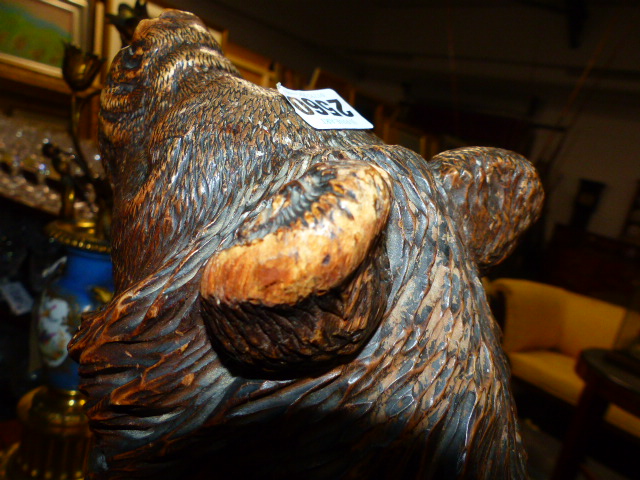 AN UNUSUAL FINELY CARVED BLACK FOREST FIGURE OF A SEATED BEAR WITH GLASS EYES AND BRASS TRADE LABEL, - Image 11 of 28