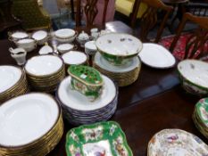 VARIOUS BOOTHS TYPE GREEN GROUND DINNER WARE (15), AN AYNSLEY PART DINNER SERVICE AND A