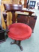 AN INTERESTING VICTORIAN CAST IRON BASED MAHOGANY SWIVEL SHIP'S CAPTAIN'S CHAIR.