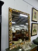 A PAIR OF LARGE SHELL FRAMED MIRRORS. APPROX 120 x 150 cms