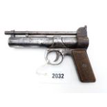 THE WEBLEY JUNIOR .177 AIR PISTOL, WOODEN GRIPS, SERIAL NO J932