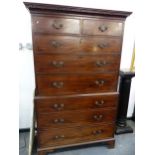 A GEO.III.MAHOGANY TALLBOY CHEST ON CHEST. 107cms WIDE