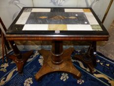 A 19TH.C.ROSEWOOD SIDE TABLE WITH MARBLE INSET TOP. 75cms WIDE