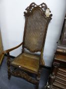 A 17TH.C.STYLE ANTIQUE HIGH BACK ARMCHAIR