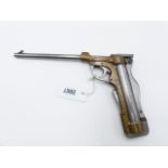 A "LINCOLN" TYPE AIR PISTOL, THE BRONZE AND POLISHED STEEL FRAME MARKED PATENT APPLIED FOR 10250 AND