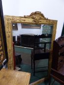 AN IMPRESSIVE 19TH CENTURY FRENCH EMPIRE STYLE GILT PIER MIRROR 195 X 124 CM