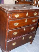 A SMALL ANTIQUE AND LATER MAHOGANY BATCHELOR'S CHEST WITH FOLD OVER TOP. 69cms WIDE.