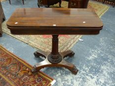 A CARVED WILLIAM IV ROSEWOOD GAMES TABLE