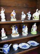 THREE EARLY 19TH CENTURY STAFFORDSHIRE FIGURE GROUPS AND OTHER DECORATIVE CHINA (13)