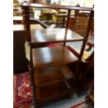 A MID VICTORIAN BURR WALNUT FIVE TIER WHATNOT WITH BASE DRAWER. 54cms WIDE