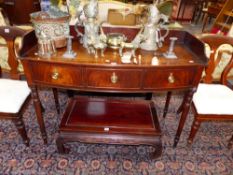 A GEO.III.MAHOGANY BOW FRONT SIDEBOARD WITH RAISED GALLERY BACK. 122cms WIDE