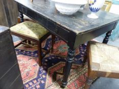 A 19TH.C.PAINTED PINE SIDE TABLE. 125cms WIDE.