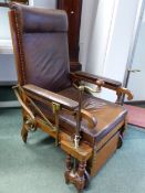 A GOOD QUALITY J ALDERMAN PATENT, LONDON INVALID'S RECLINING SELF POWERED CHAIR.