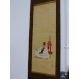 A JAPANESE SCROLL DEPICTING A SAMURI WARRIOR. 96x34cms