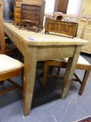 AN ANTIQUE PINE SIDE TABLE. 182cms LONG.