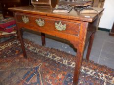 AN 18TH.C.OAK SIDE TABLE WITH FRIEZE DRAWER. 91cms WIDE