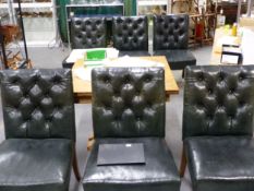 A SET OF EIGHTEEN GOOD QUALITY BESPOKE BUTTON BACK LEATHER UPHOLSTERED DINING CHAIRS