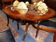 A 19TH.C.ROSEWOOD AND CROSSBANDED BREAKFAST TABLE. 109cms DIAMETER