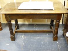 A 17TH.C.AND LATER SMALL OAK REFECTORY TABLE. 138cms LONG x 71cms WIDE