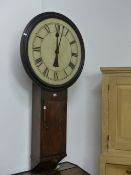 AN 18TH.C.OAK CASED PARLIAMENT CLOCK WITH PAINTED DIAL, THE DIAL 74cms DIAMETER, THE CLOCK APPROX