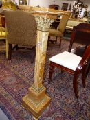 AN ANTIQUE MARBLE AND GILT BRONZE MOUNTED DISPLAY PEDESTAL OR LAMP STAND. APPROX 102 cms HIGH