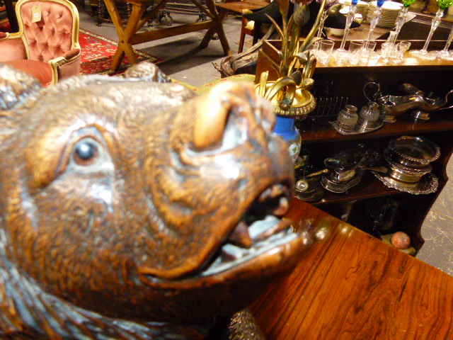 AN UNUSUAL FINELY CARVED BLACK FOREST FIGURE OF A SEATED BEAR WITH GLASS EYES AND BRASS TRADE LABEL, - Image 25 of 28