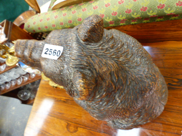 AN UNUSUAL FINELY CARVED BLACK FOREST FIGURE OF A SEATED BEAR WITH GLASS EYES AND BRASS TRADE LABEL, - Image 2 of 28