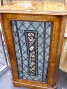 A VICTORIAN WALNUT MUSIC CABINET. 94cms HIGH