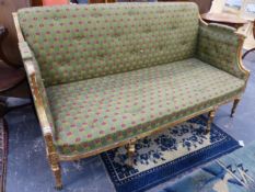 AN EARLY 19TH CENTURY ENGLISH GILT SHOW FRAME SALON SETTEE