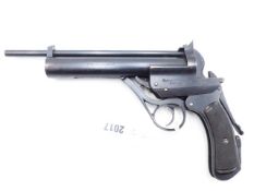 A GOOD WESTLEY RICHARDS HIGHEST POSSIBLE AIR PISTOL IN .177 CALIBRE, SERIAL NO 411. RETAINS MOST