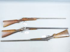 TWO ANTIQUE HAMMER SHOTGUN STOCK AND ACTION ONLY 12G. (RFD BUYERS ONLY) (ST NO 3257 & 3258)