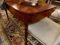 A 19TH.C.MAHOGANY D-END EXTENDING TABLE. APPROX 120cms WIDE