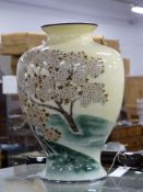 ANDO JUBEI. SIGNED JAPANESE EARLY 20TH CENTURY LARGE CLOISONNE VASE WITH FLOWERING CHERRY TREES ON